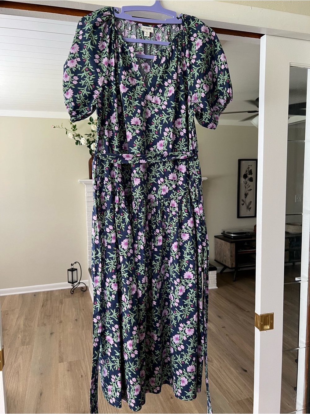 J crew Puff-sleeve tie-waist midi dress size 8 - Picture 3 of 8